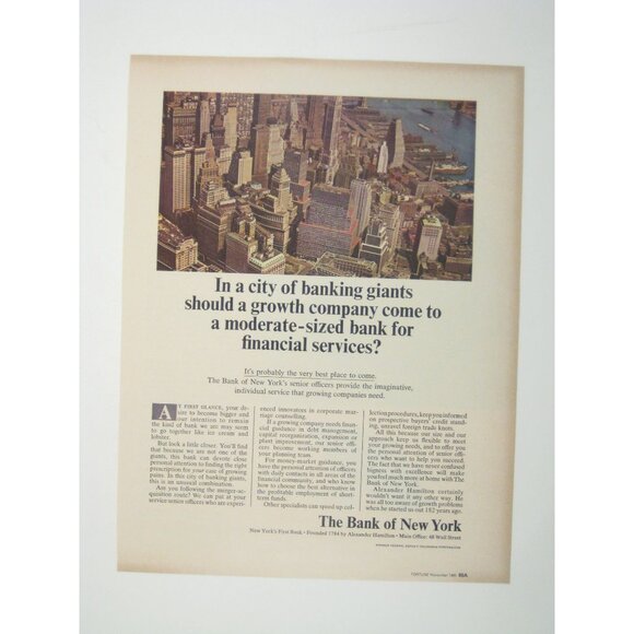 Vintage 1960s Bank Of New York Financial Magazine Print Ad Manhattan NYC - Picture 1 of 2